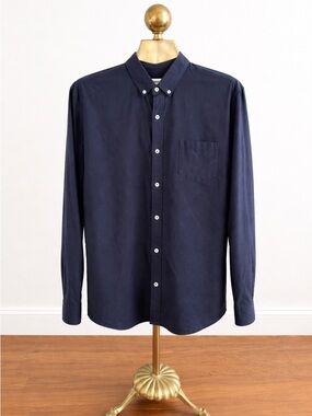 Octobre Editions Navy Charlie Button Down Shirt XXL Cotton Oxford